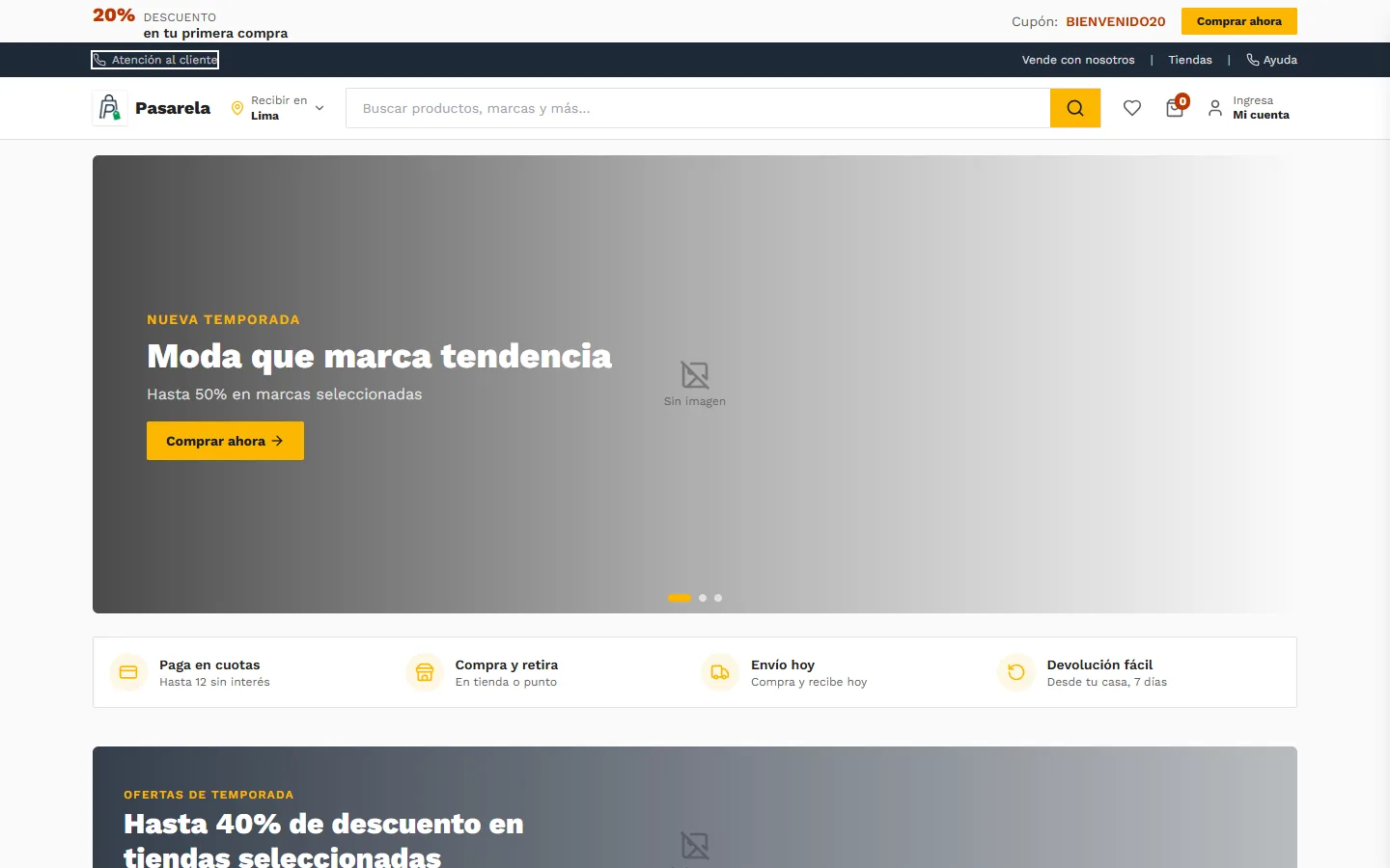 Pasarela — Tienda en línea